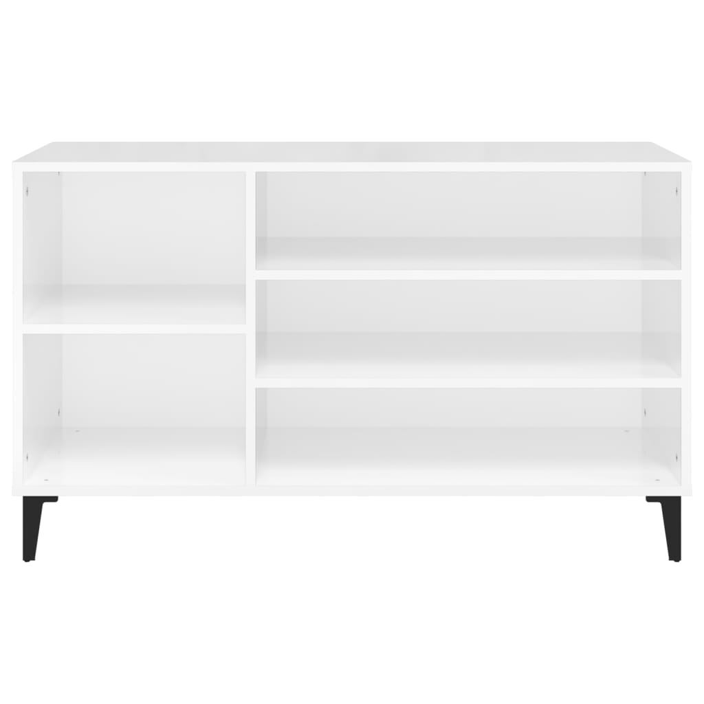 magasfényű fehér szerelt fa cipősszekrény 102x36x60 cm