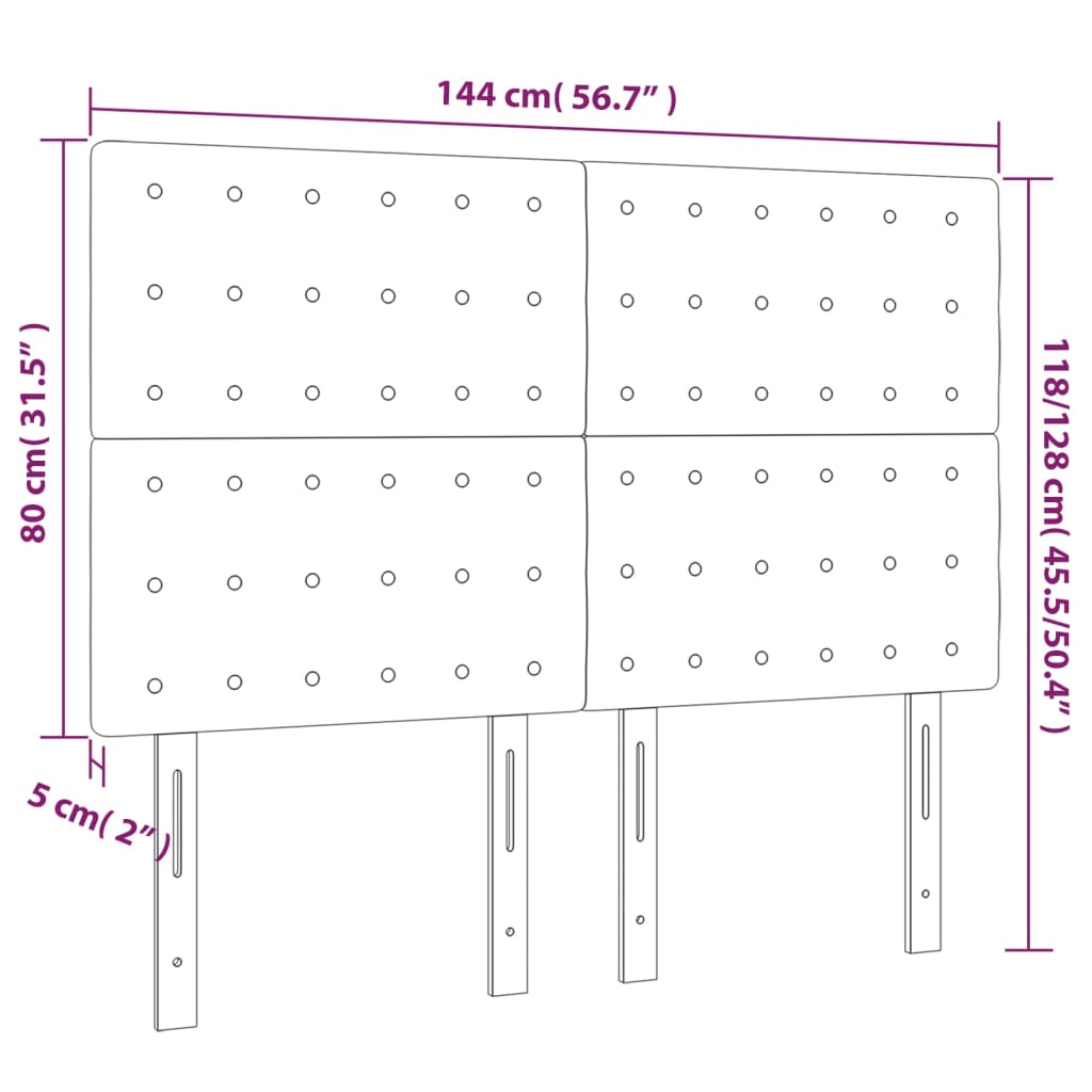 4 db fehér műbőr fejtámla 72 x 5 x 78/88 cm