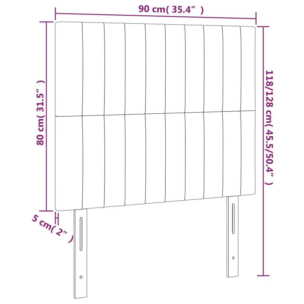 2 db fekete bársony fejtámla 90x5x78/88 cm