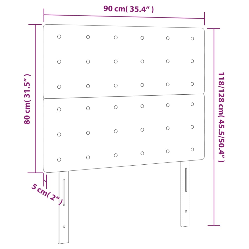 2 db fekete bársony fejtámla 90x5x78/88 cm