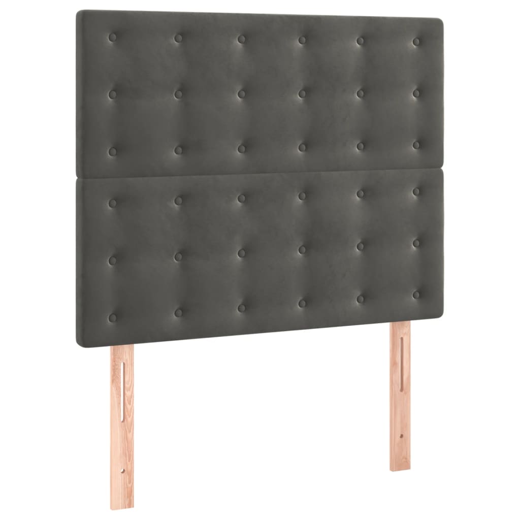 2 db sötétszürke bársony fejtámla 100x5x78/88 cm