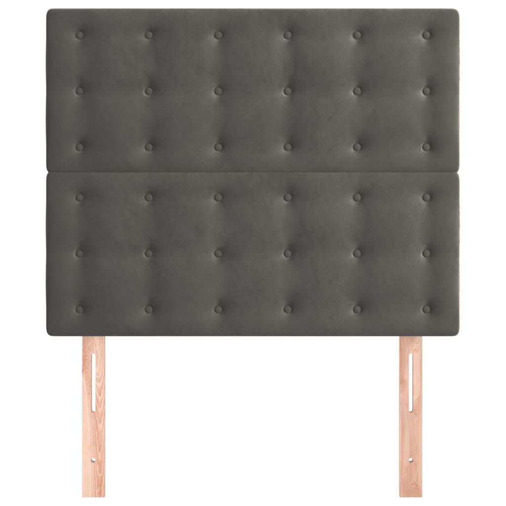2 db sötétszürke bársony fejtámla 100x5x78/88 cm