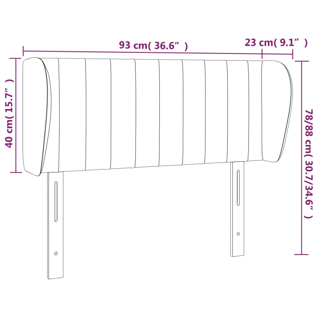 sötétszürke szövet fejtámla szárnyakkal 93x23x78/88 cm