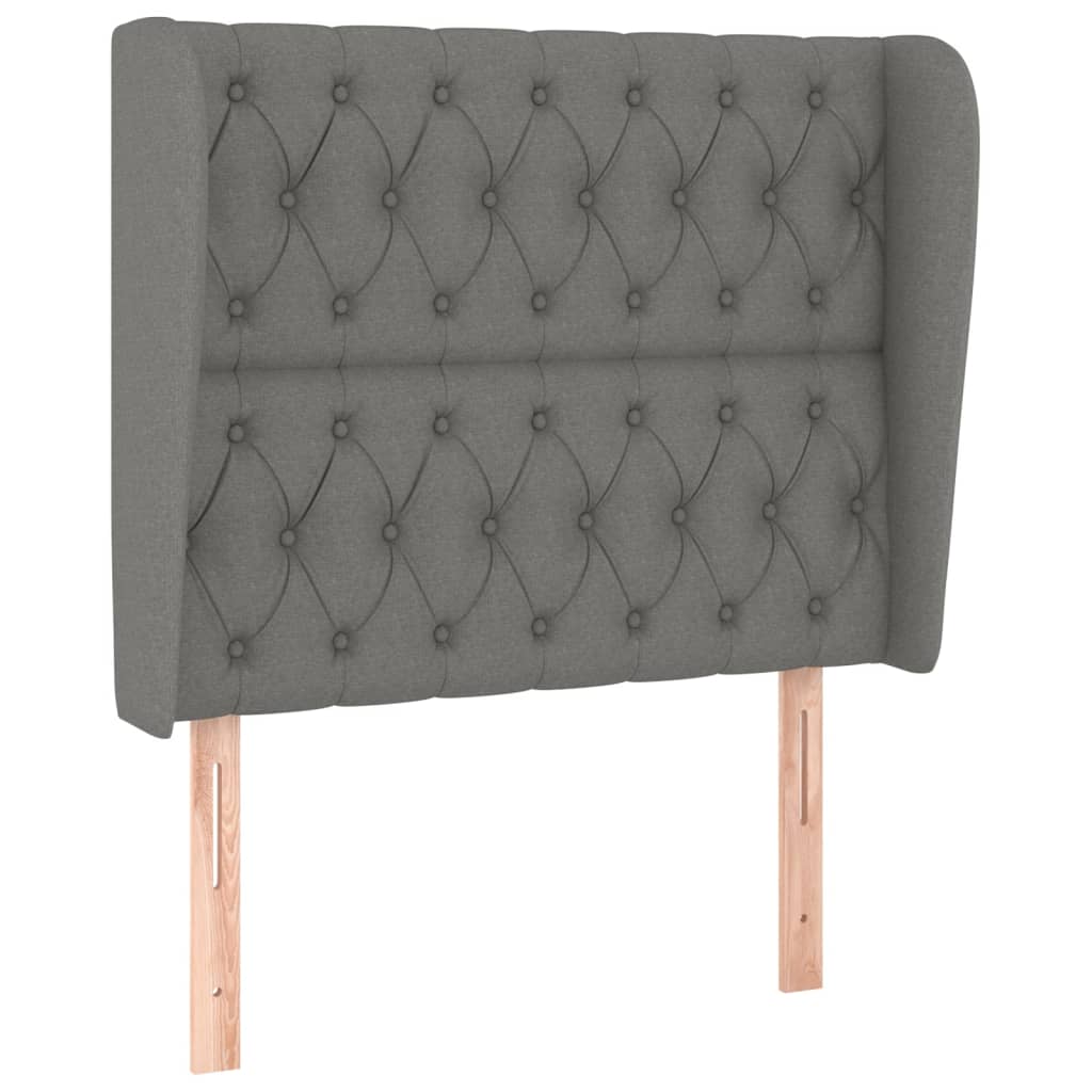 sötétszürke szövet fejtámla szárnyakkal 93 x 23 x 118/128 cm