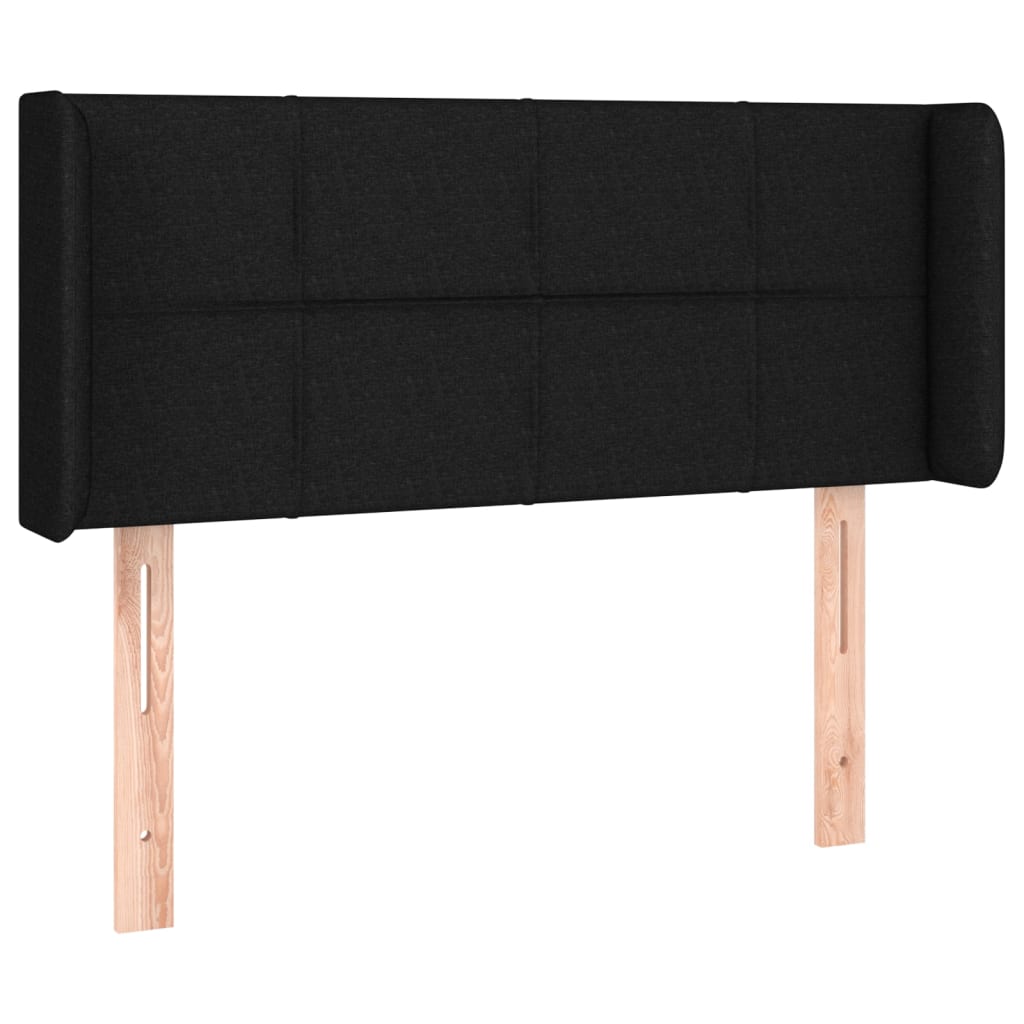 fekete szövet fejtámla szárnyakkal 93x16x78/88 cm