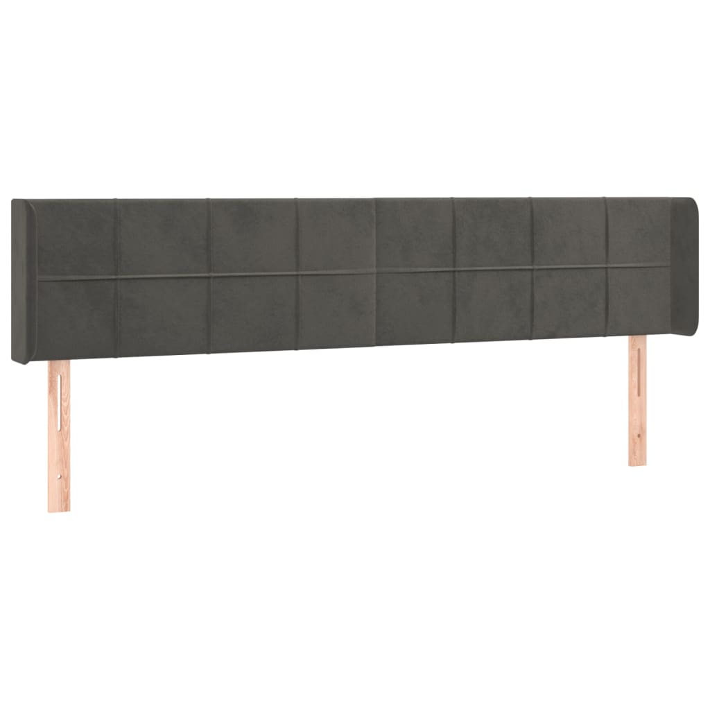 sötétszürke bársony szárnyas fejtámla 163x16x78/88 cm