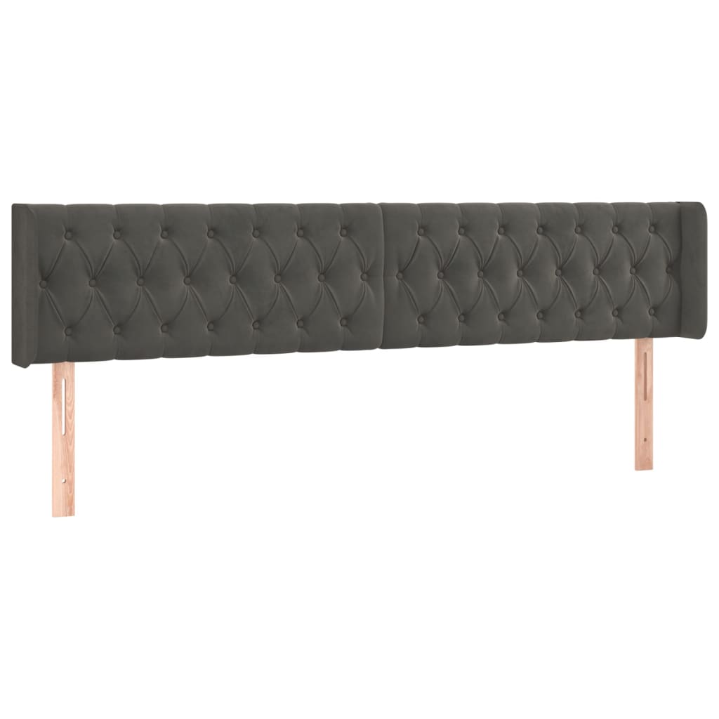 sötétszürke bársony szárnyas fejtámla 203x16x78/88 cm