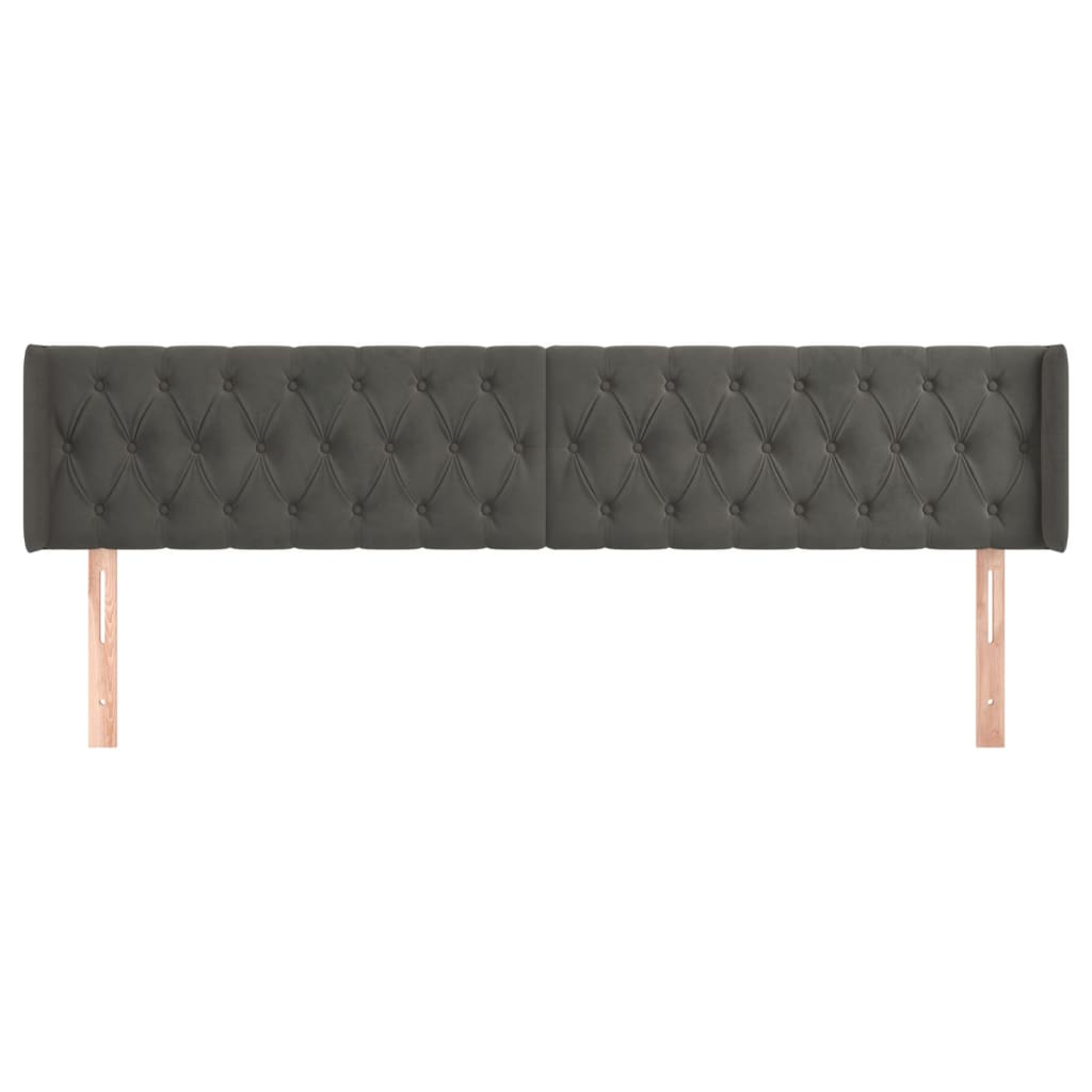 sötétszürke bársony szárnyas fejtámla 203x16x78/88 cm