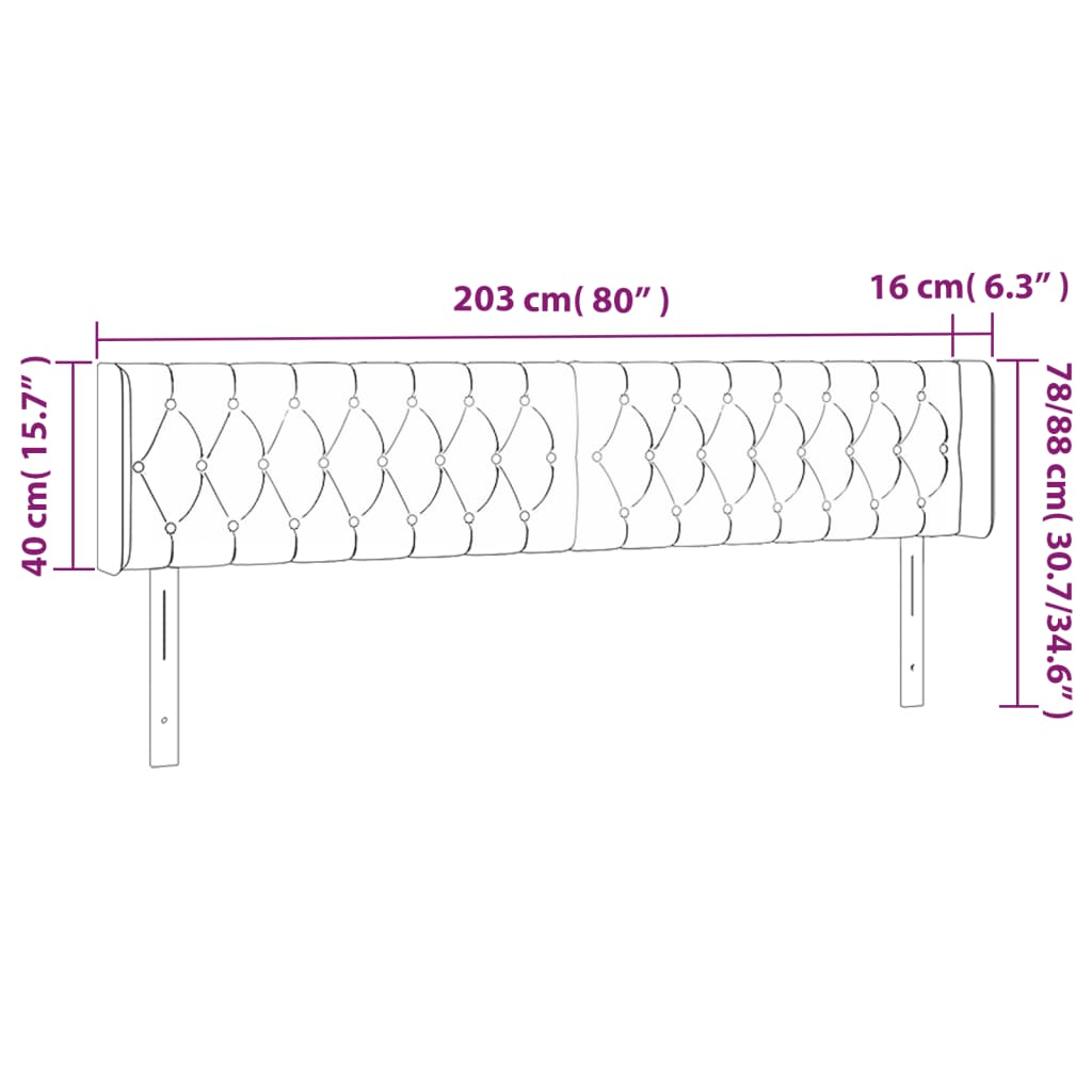 sötétszürke bársony szárnyas fejtámla 203x16x78/88 cm