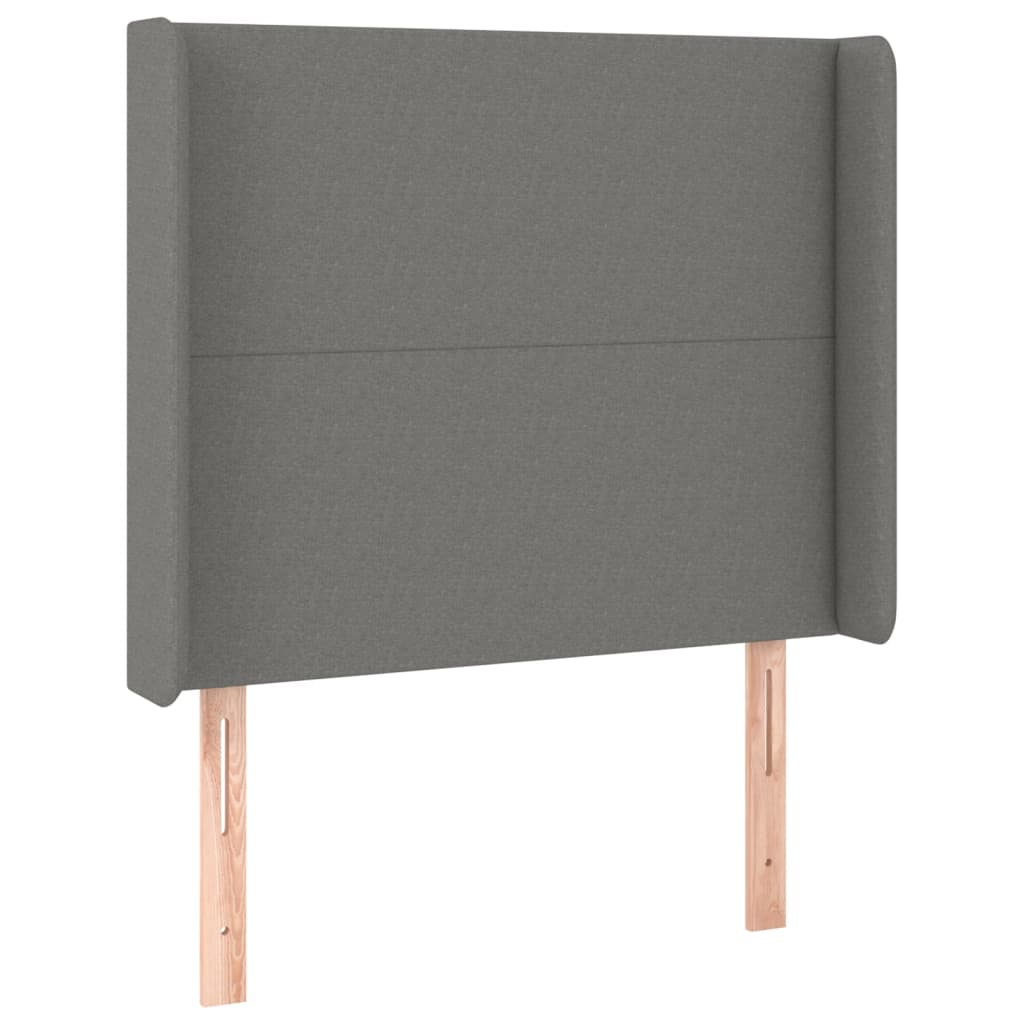 sötétszürke szövet fejtámla szárnyakkal 103x16x118/128 cm