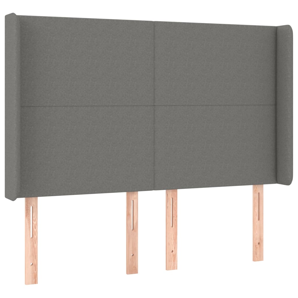 sötétszürke szövet fejtámla szárnyakkal 147x16x118/128 cm