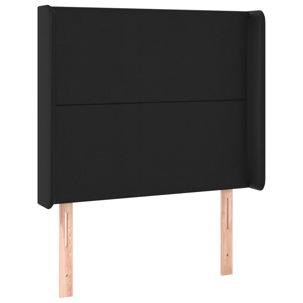 fekete műbőr fejtámla szárnyakkal 83x16x118/128 cm