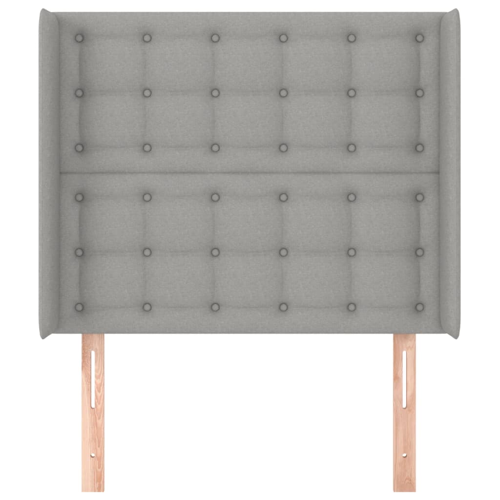 világosszürke szövet fejtámla szárnyakkal 103x16x118/128 cm