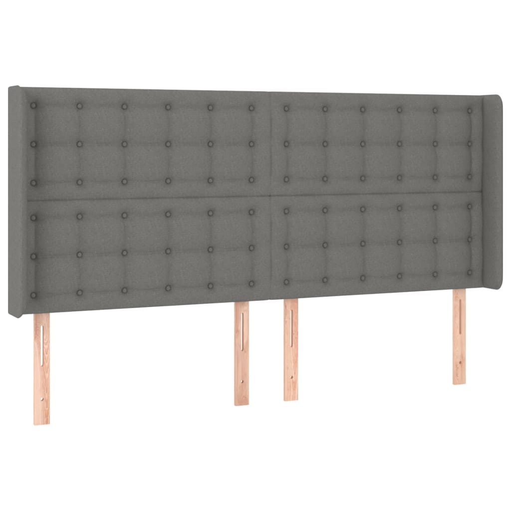 sötétszürke szövet fejtámla szárnyakkal 183x16x118/128 cm
