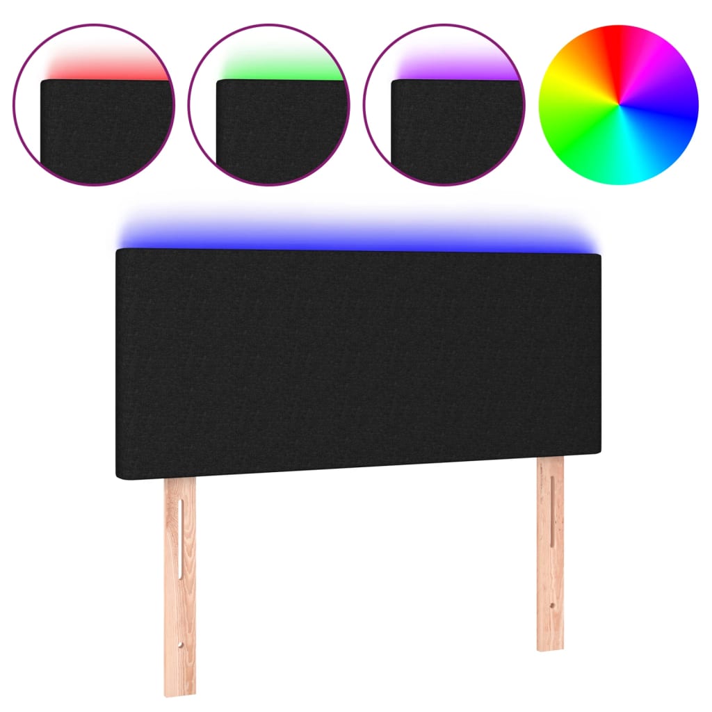 fekete szövet LED-es fejtámla 90x5x78/88 cm