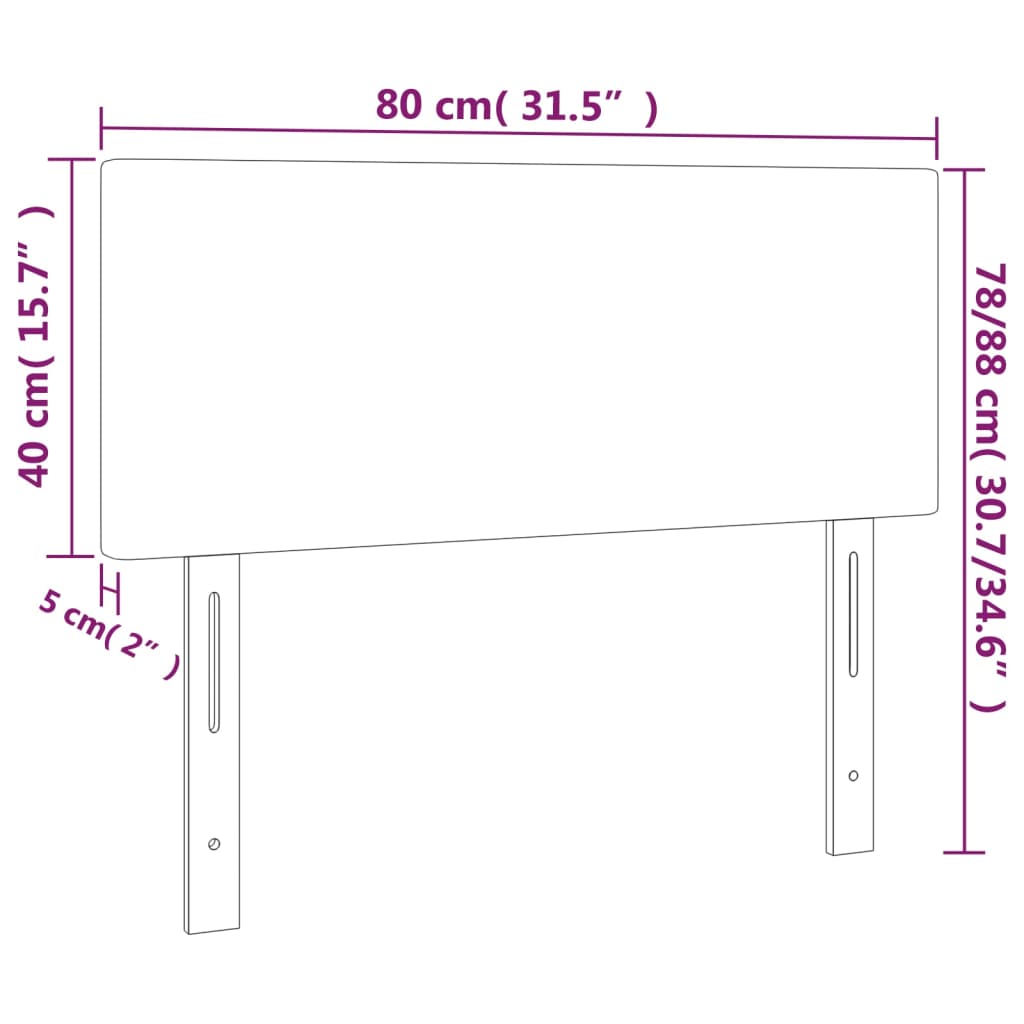 fekete műbőr LED-es fejtámla 80 x 5 x 78/88 cm