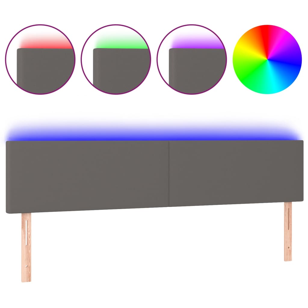 szürke műbőr LED-es fejtámla 180 x 5 x 78/88 cm