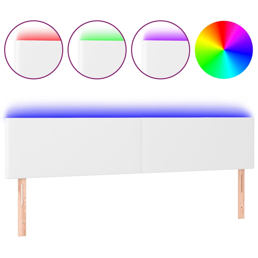 fehér műbőr LED-es fejtámla 200 x 5 x 78/88 cm