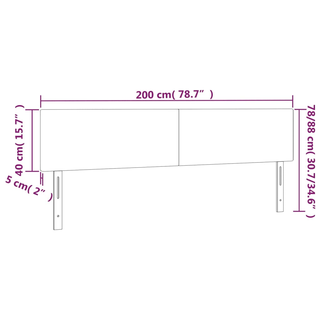 fehér műbőr LED-es fejtámla 200 x 5 x 78/88 cm