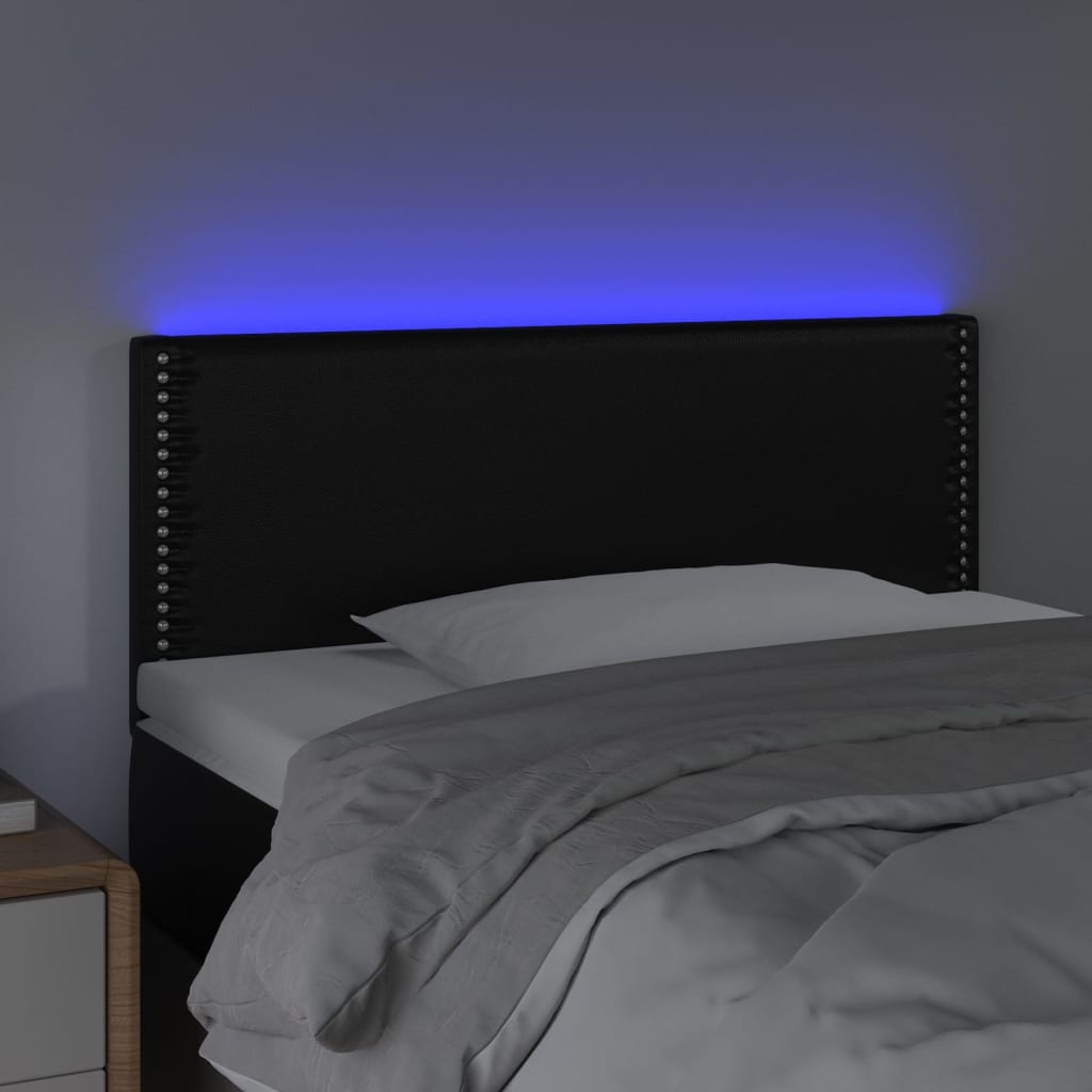 fekete műbőr LED-es fejtámla 100 x 5 x 78/88 cm