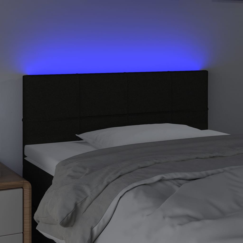 fekete szövet LED-es fejtámla 100x5x78/88 cm