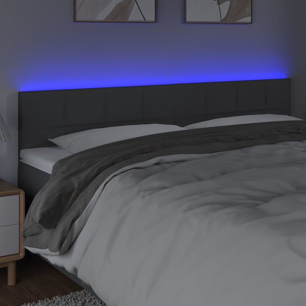 sötétszürke szövet LED-es fejtámla 160x5x78/88 cm