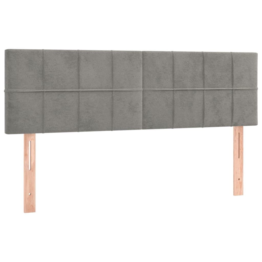világosszürke bársony LED-es fejtámla 144x5x78/88 cm