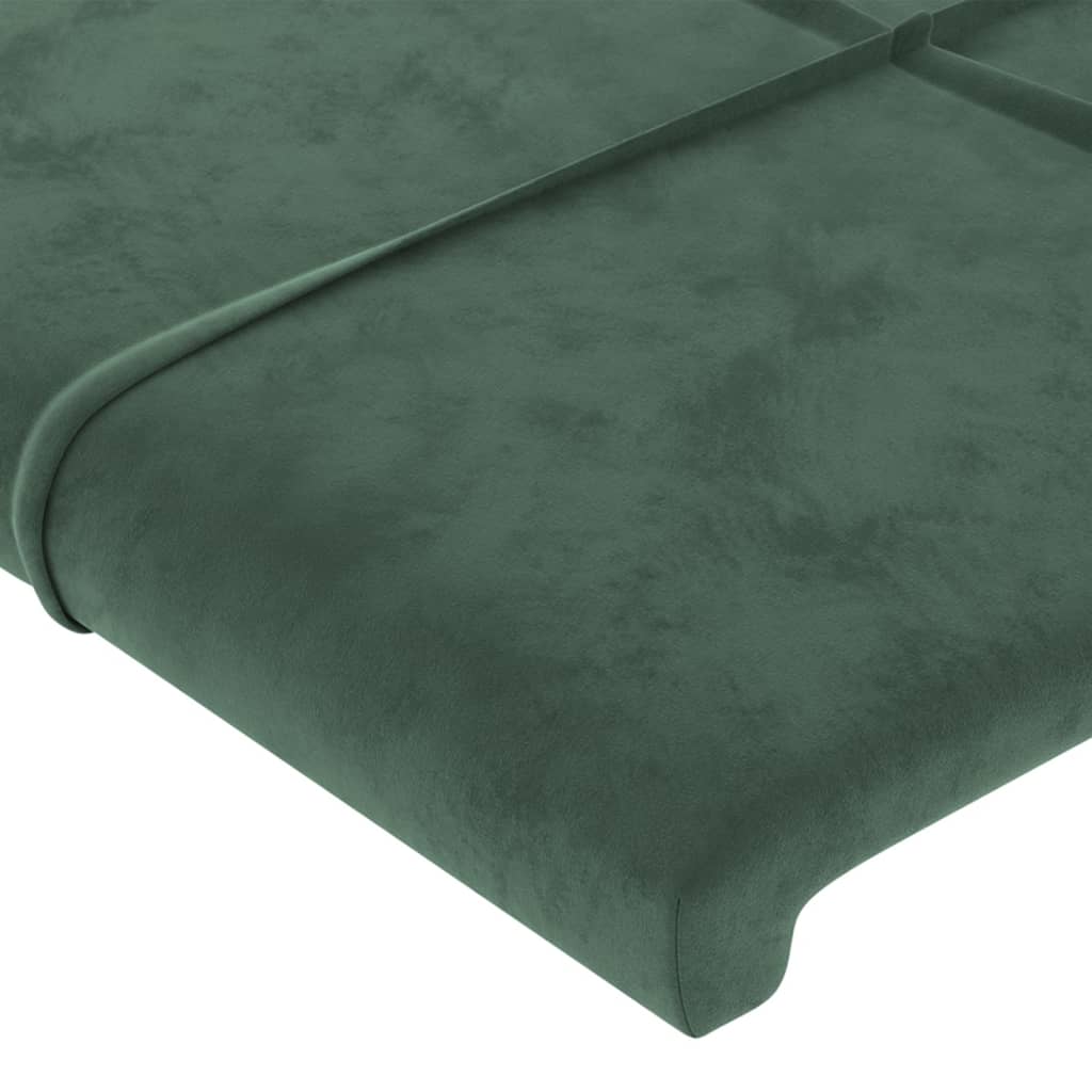 sötétzöld bársony LED-es fejtámla 160x5x78/88 cm