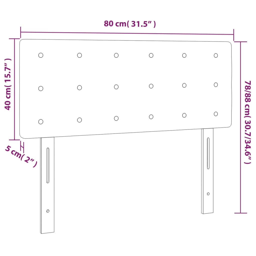 fekete műbőr LED-es fejtámla 80 x 5 x 78/88 cm