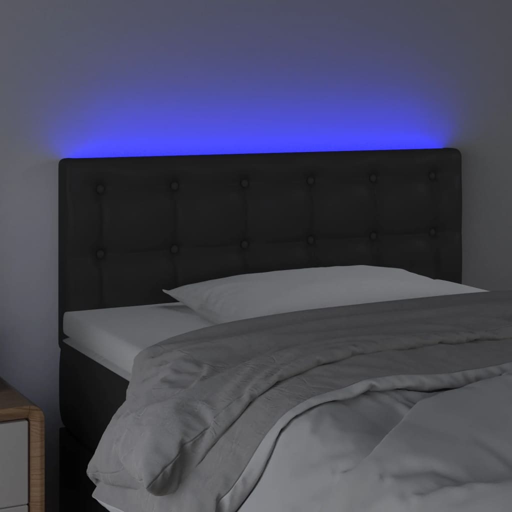 fekete műbőr LED-es fejtámla 100 x 5 x 78/88 cm