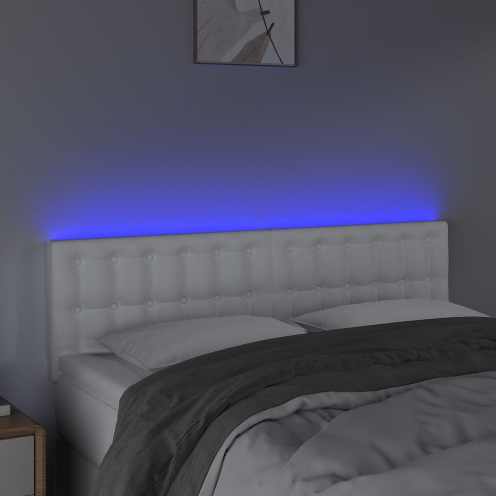 fehér műbőr LED-es fejtámla 144 x 5 x 78/88 cm