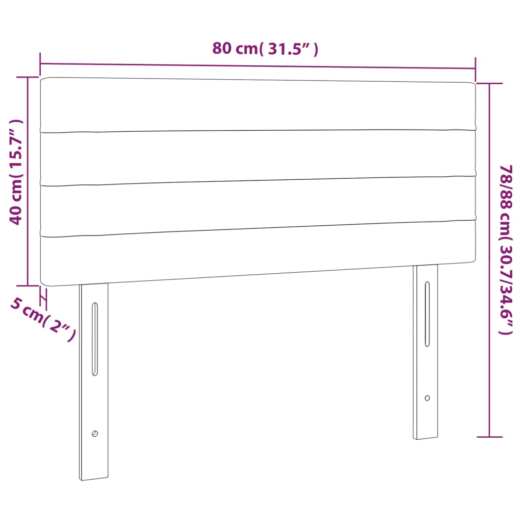 fekete szövet LED-es fejtámla 80 x 5 x 78/88 cm