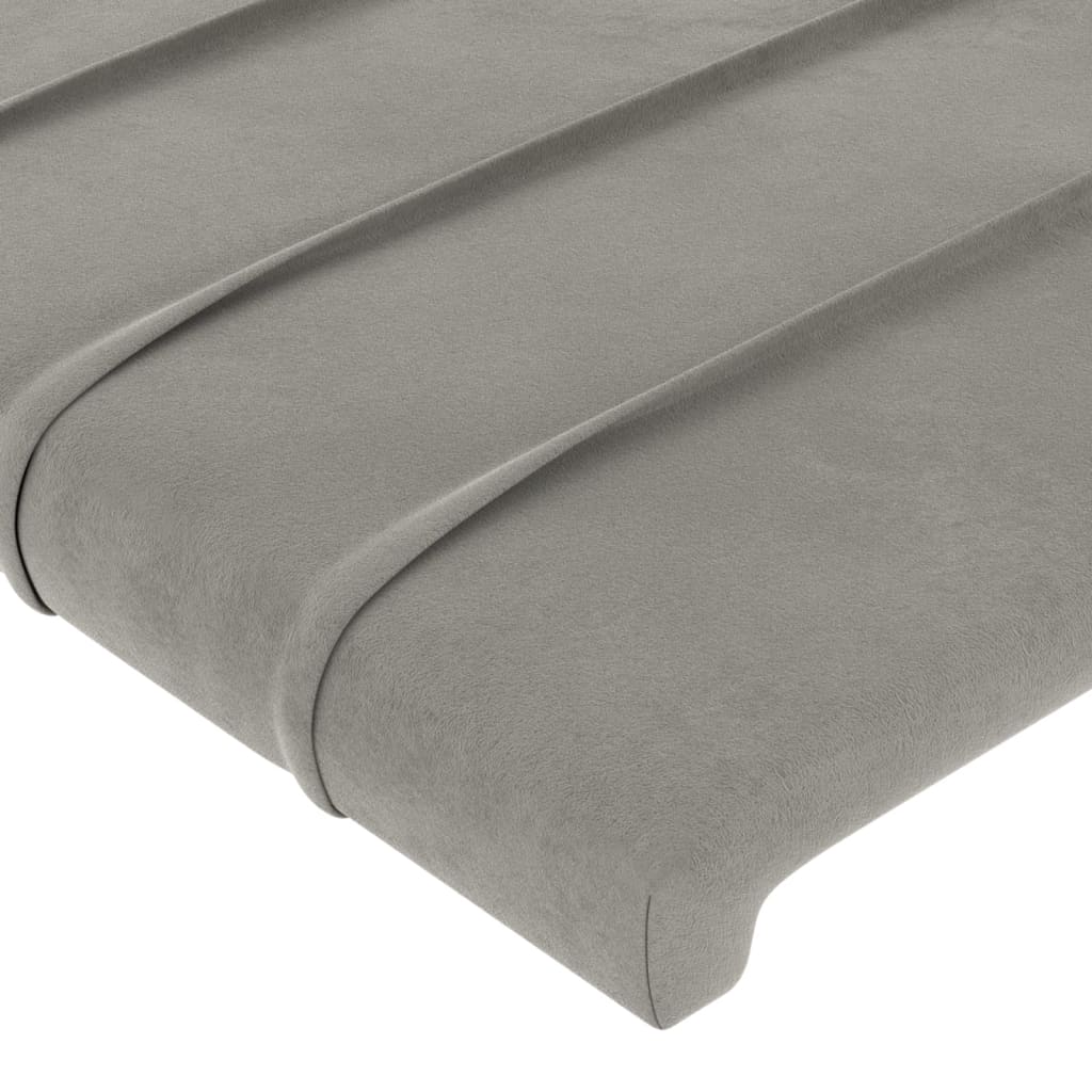 világosszürke bársony LED-es fejtámla 90x5x78/88 cm