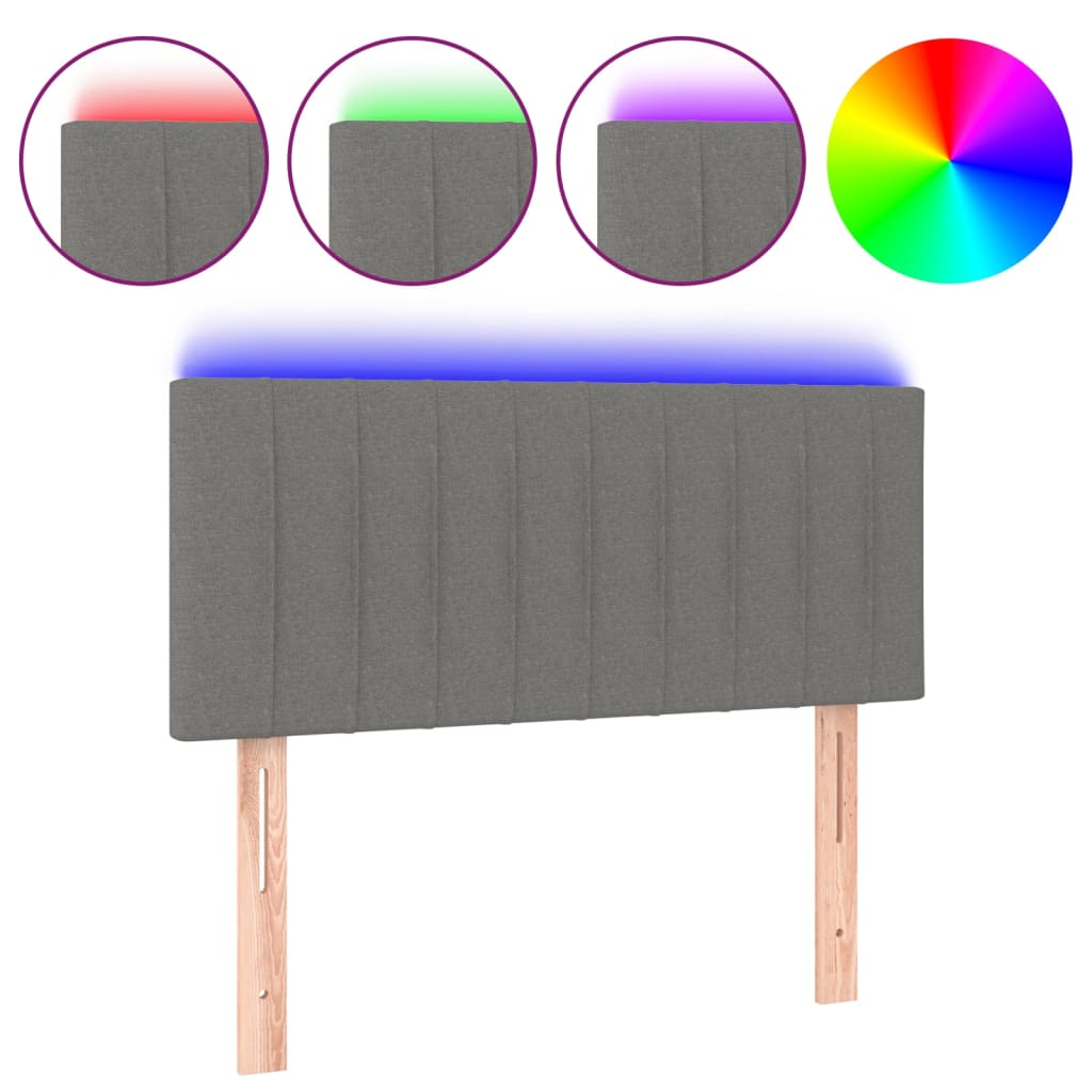 sötétszürke szövet LED-es fejtámla 90x5x78/88 cm