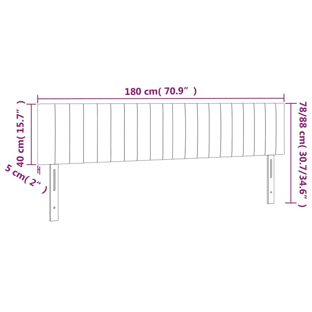 fekete szövet LED-es fejtámla 180x5x78/88 cm