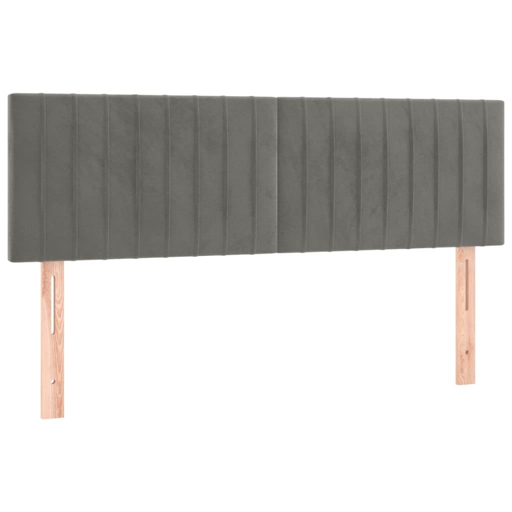 világosszürke bársony LED-es fejtámla 144x5x78/88 cm