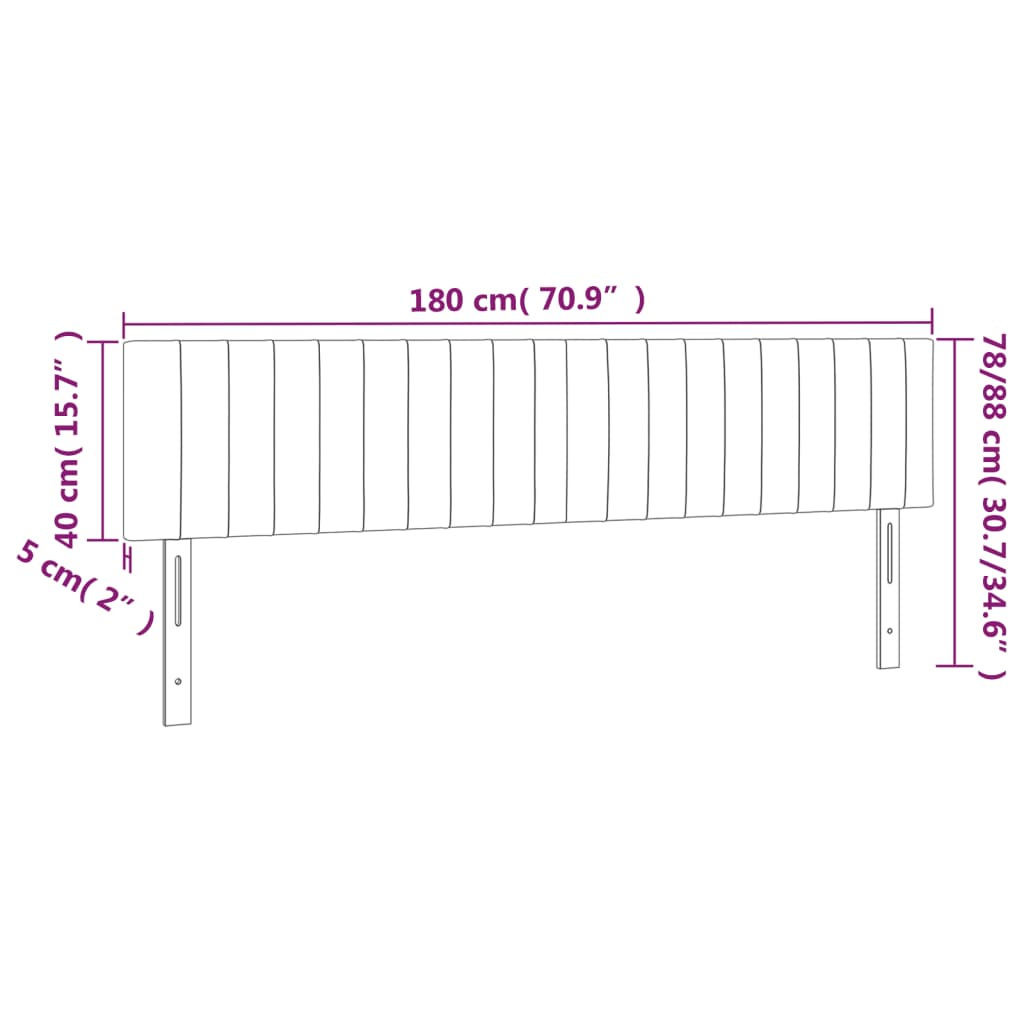 fekete bársony LED-es fejtámla 180x5x78/88 cm