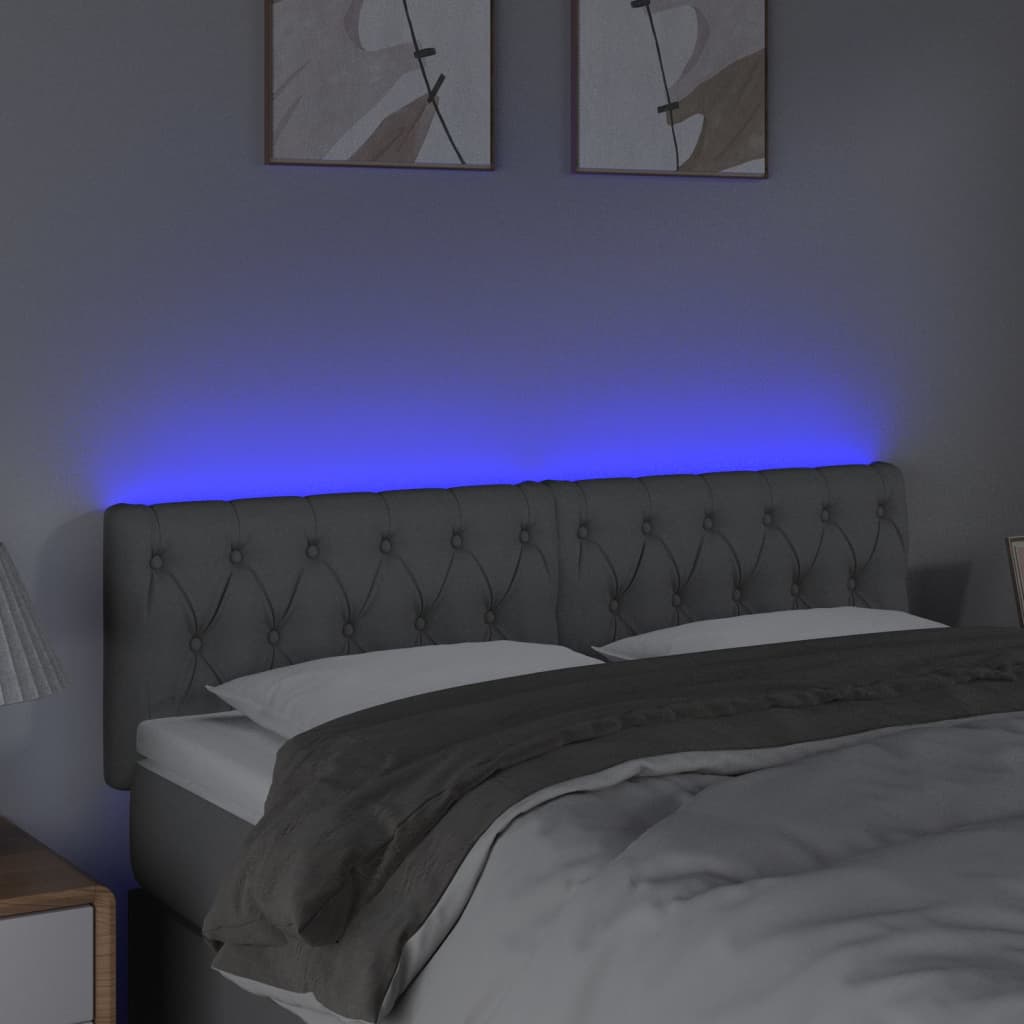 világosszürke szövet LED-es fejtámla 144 x 7 x 78/88 cm