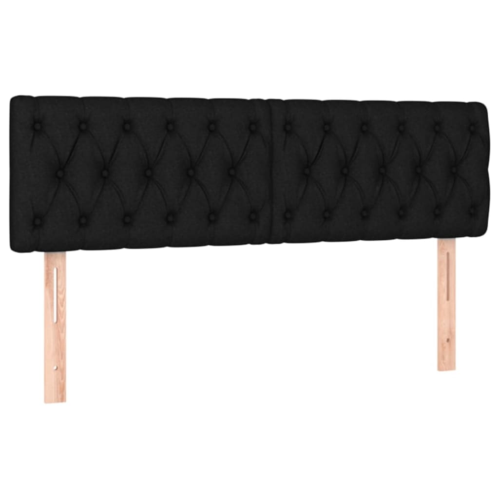 fekete szövet LED-es fejtámla 160x7x78/88 cm