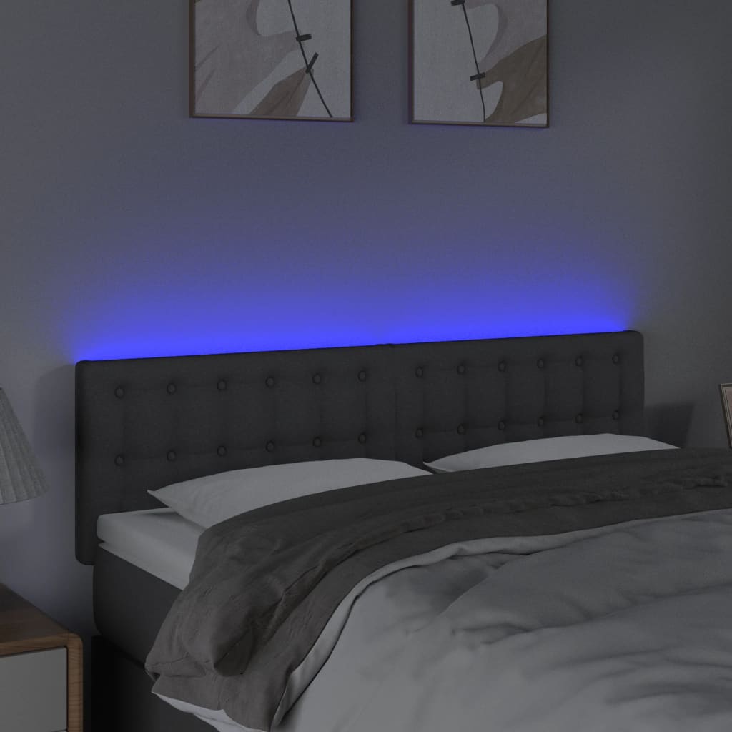 sötétszürke szövet LED-es fejtámla 144x5x78/88 cm