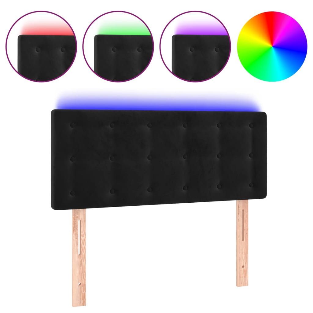 fekete bársony LED-es fejtámla 80 x 5 x 78/88 cm