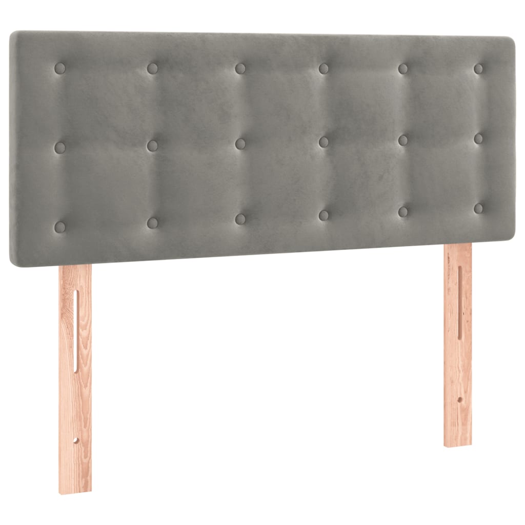 világosszürke bársony LED-es fejtámla 100x5x78/88 cm
