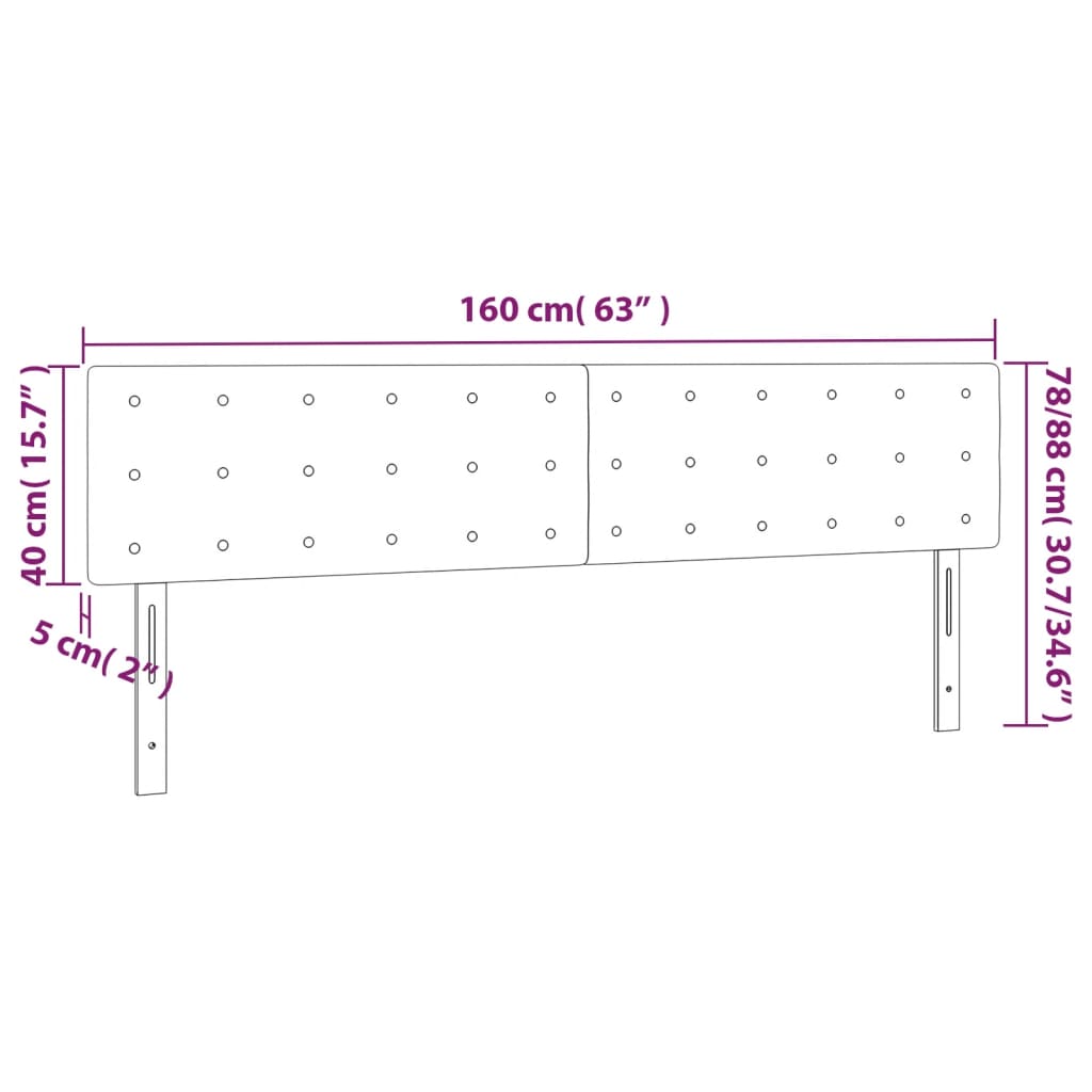 fekete bársony LED-es fejtámla 160x5x78/88 cm
