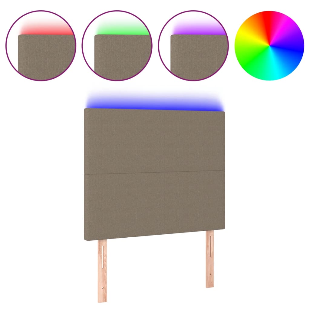 tópszínű szövet LED-es fejtámla 90x5x118/128 cm