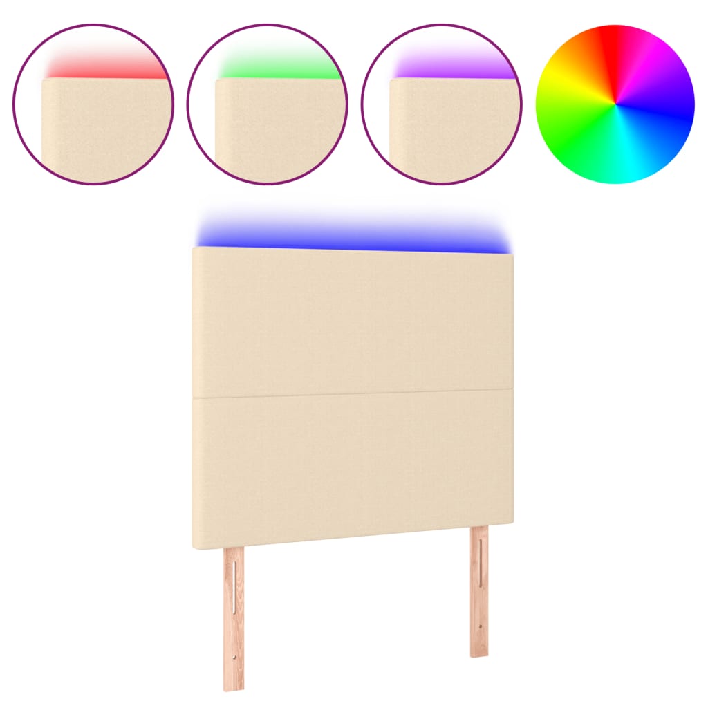 krémszínű szövet LED-es fejtámla 90x5x118/128 cm