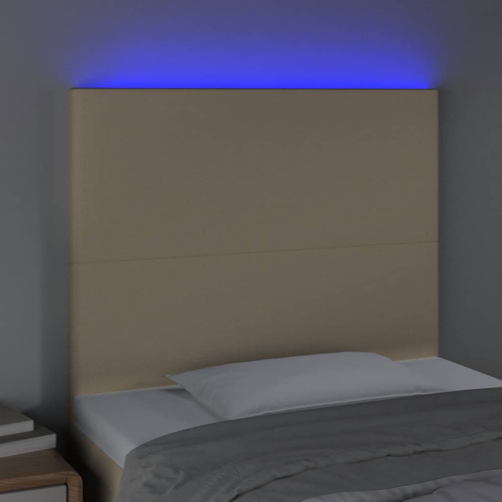 krémszínű szövet LED-es fejtámla 90x5x118/128 cm