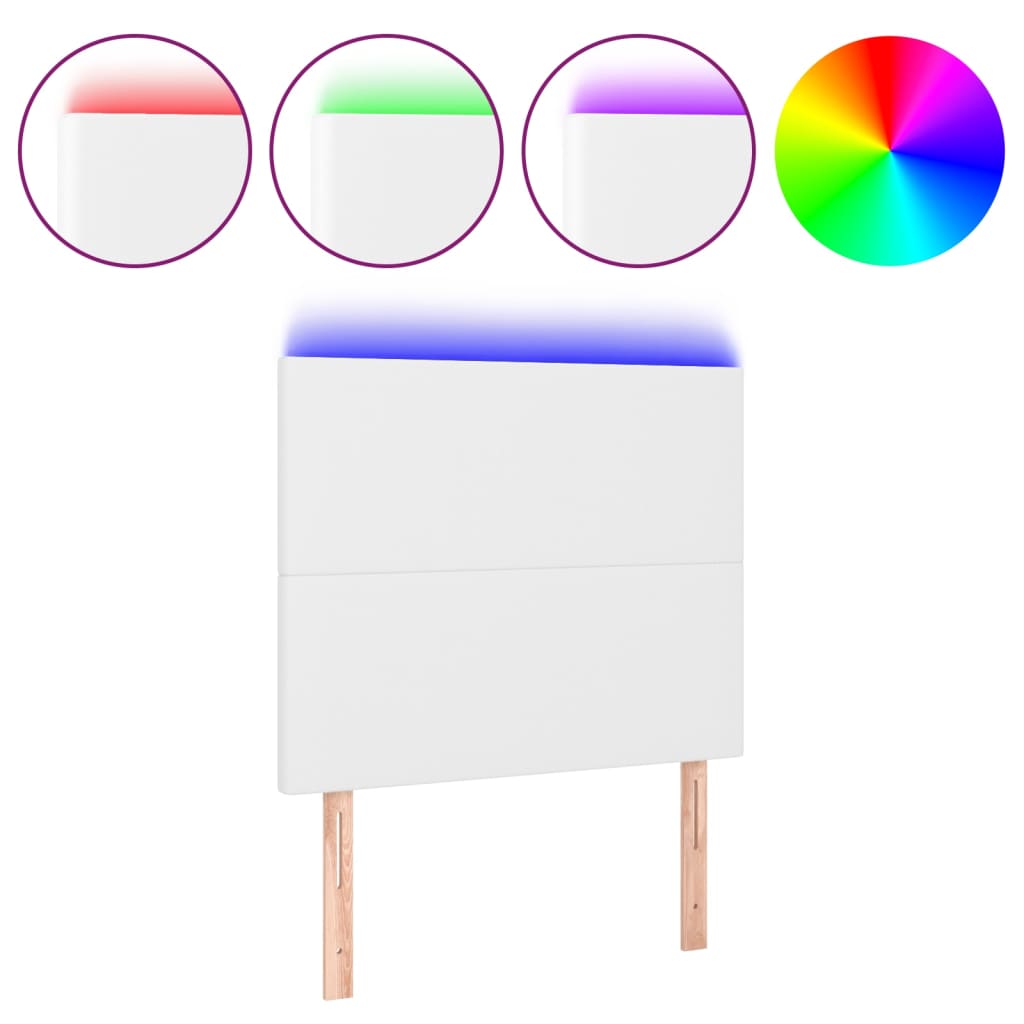 fehér műbőr LED-es fejtámla 100x5x118/128 cm