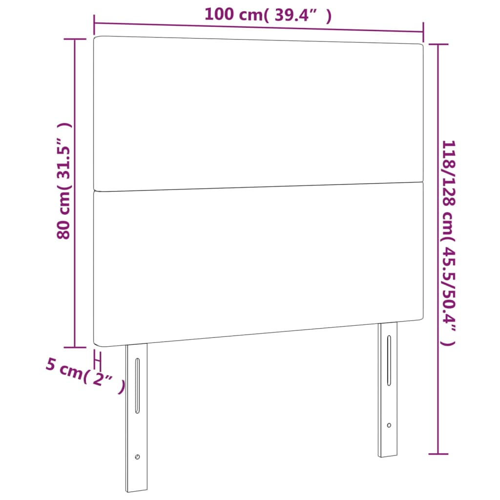 fehér műbőr LED-es fejtámla 100x5x118/128 cm