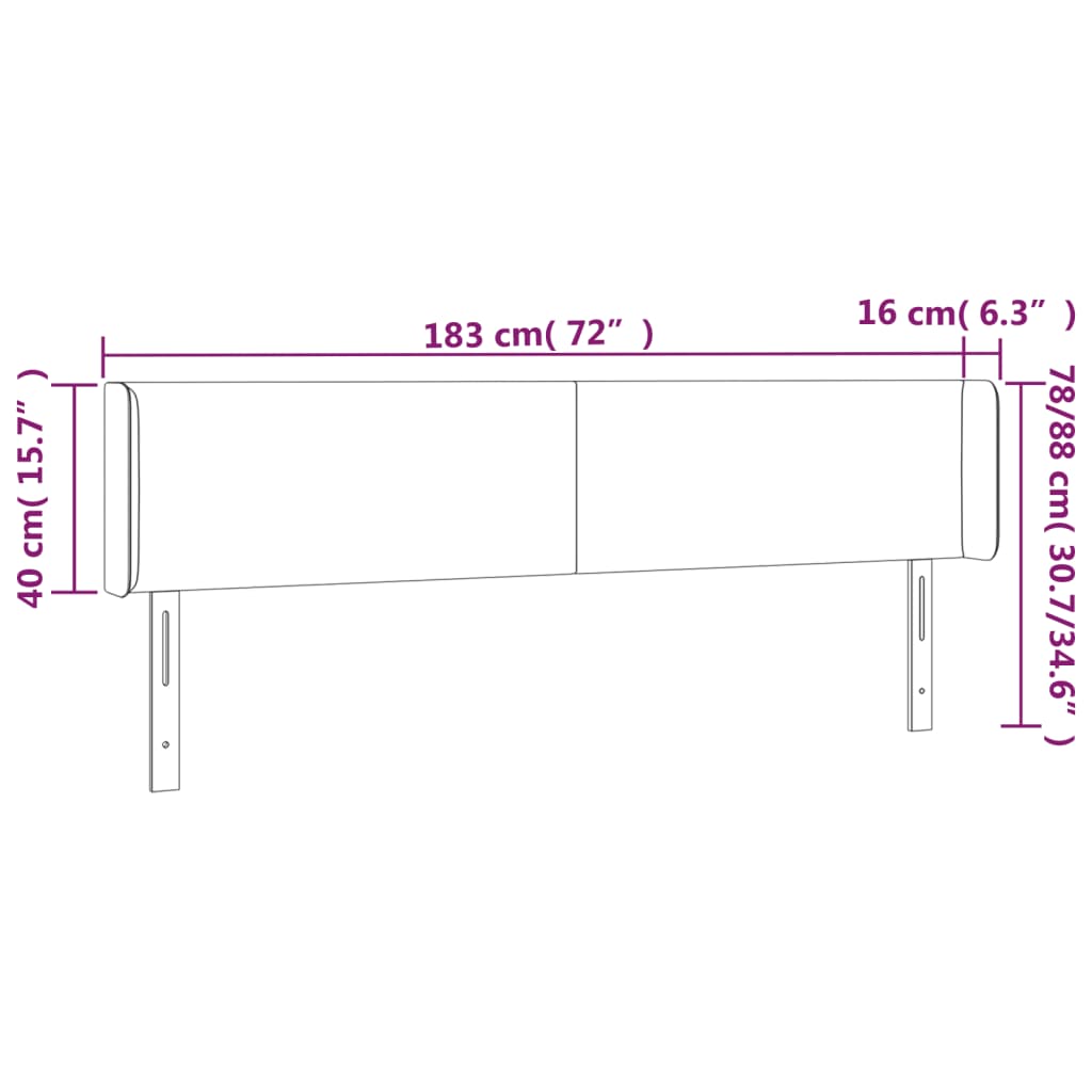 világosszürke szövet LED-es fejtámla 183 x 16 x 78/88 cm