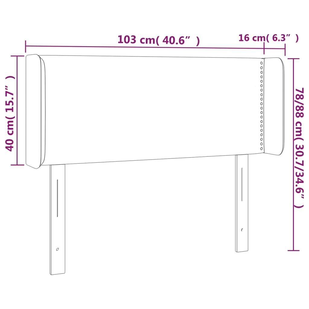 sötétszürke szövet LED-es fejtámla 103 x 16 x 78/88 cm